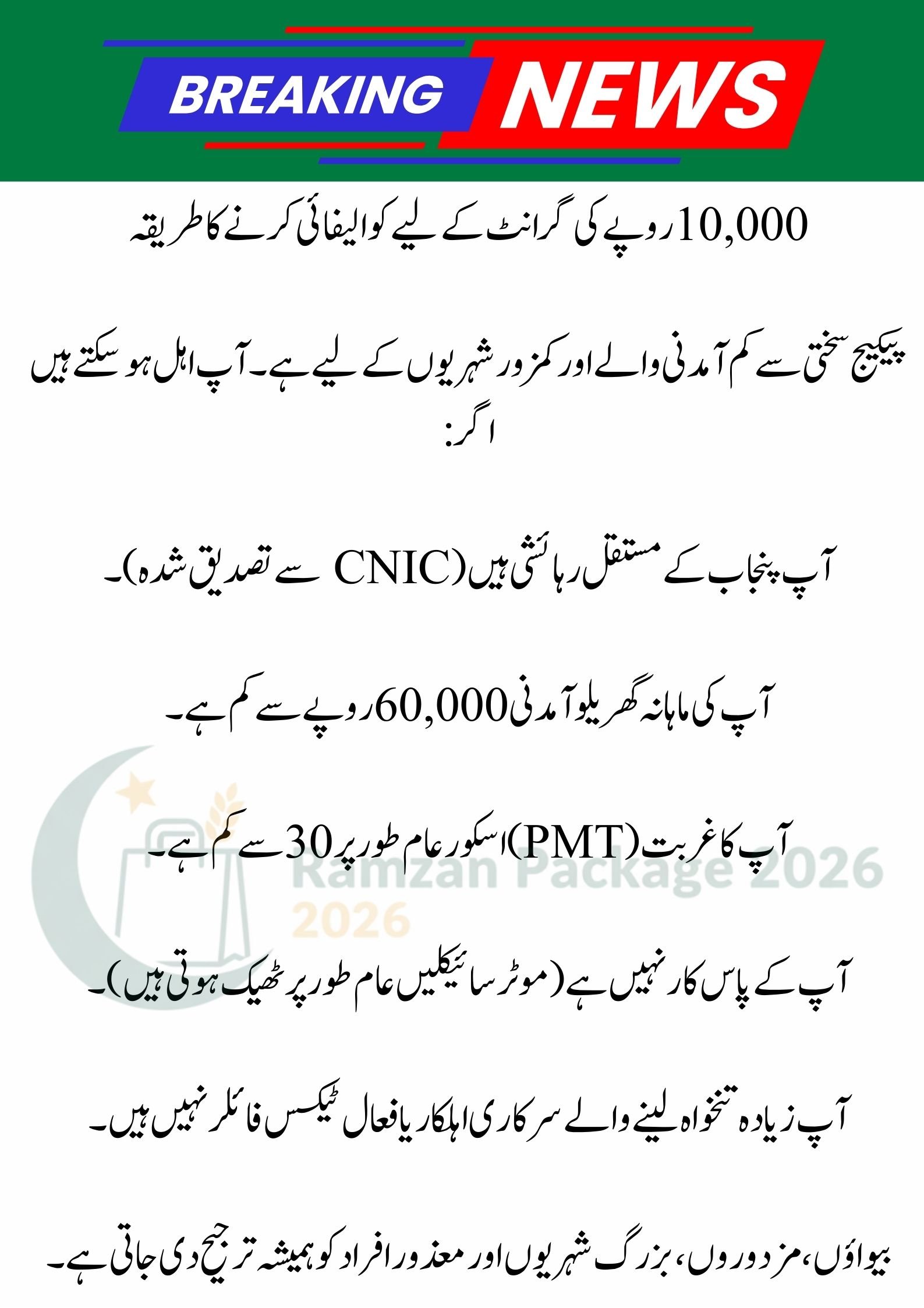 Maryam Nawaz Punjab Ramzan Package: Get Rs 10,000 Support for 2026